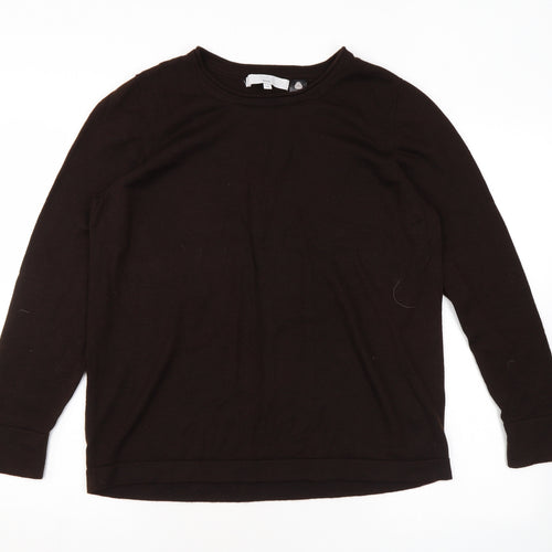 Ella J Womens Brown Round Neck Polyester Pullover Jumper Size 16