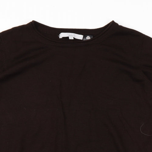 Ella J Womens Brown Round Neck Polyester Pullover Jumper Size 16