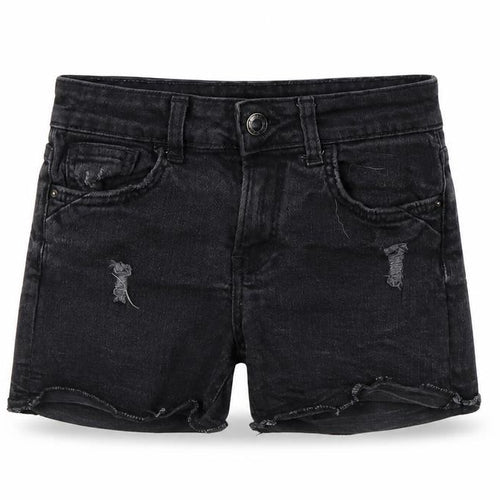 Bershka Womens Black Cotton Cut-Off Shorts Size 32 L3 in Regular Zip - Distressed