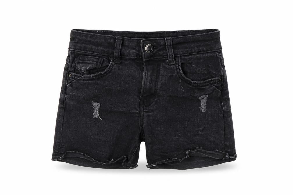 Bershka Womens Black Cotton Cut-Off Shorts Size 32 L3 in Regular Zip - Distressed