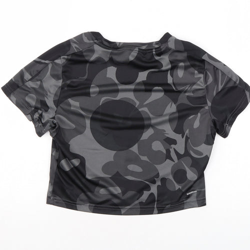 adidas Boys Grey Camouflage Polyester Basic T-Shirt Size 11-12 Years Round Neck Pullover