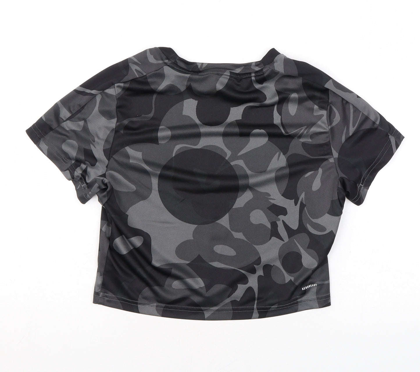 adidas Boys Grey Camouflage Polyester Basic T-Shirt Size 11-12 Years Round Neck Pullover