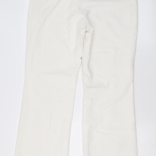 NEXT Womens Ivory Polyester Trousers Size 14 L30 in Regular Zip