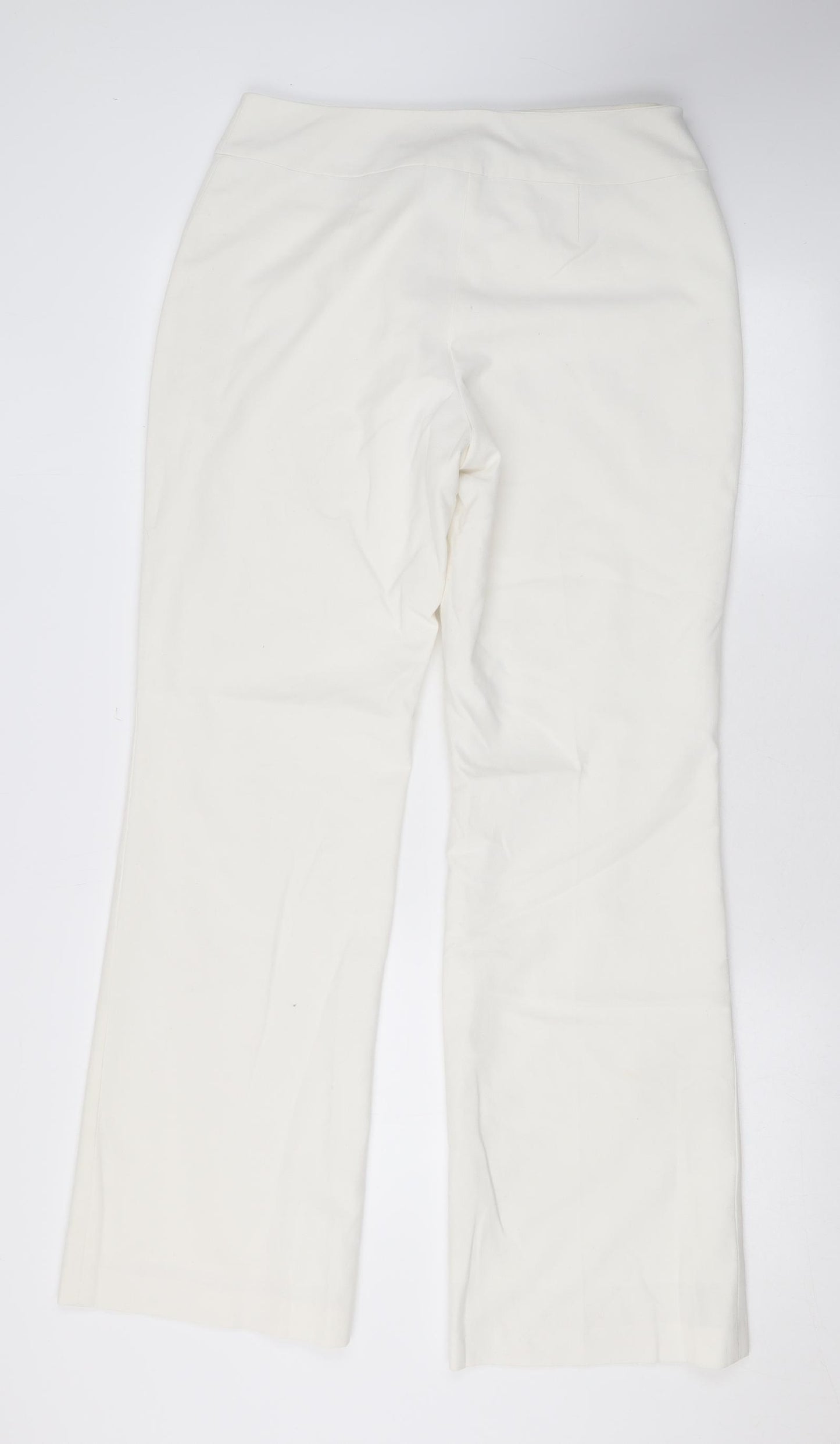 NEXT Womens Ivory Polyester Trousers Size 14 L30 in Regular Zip