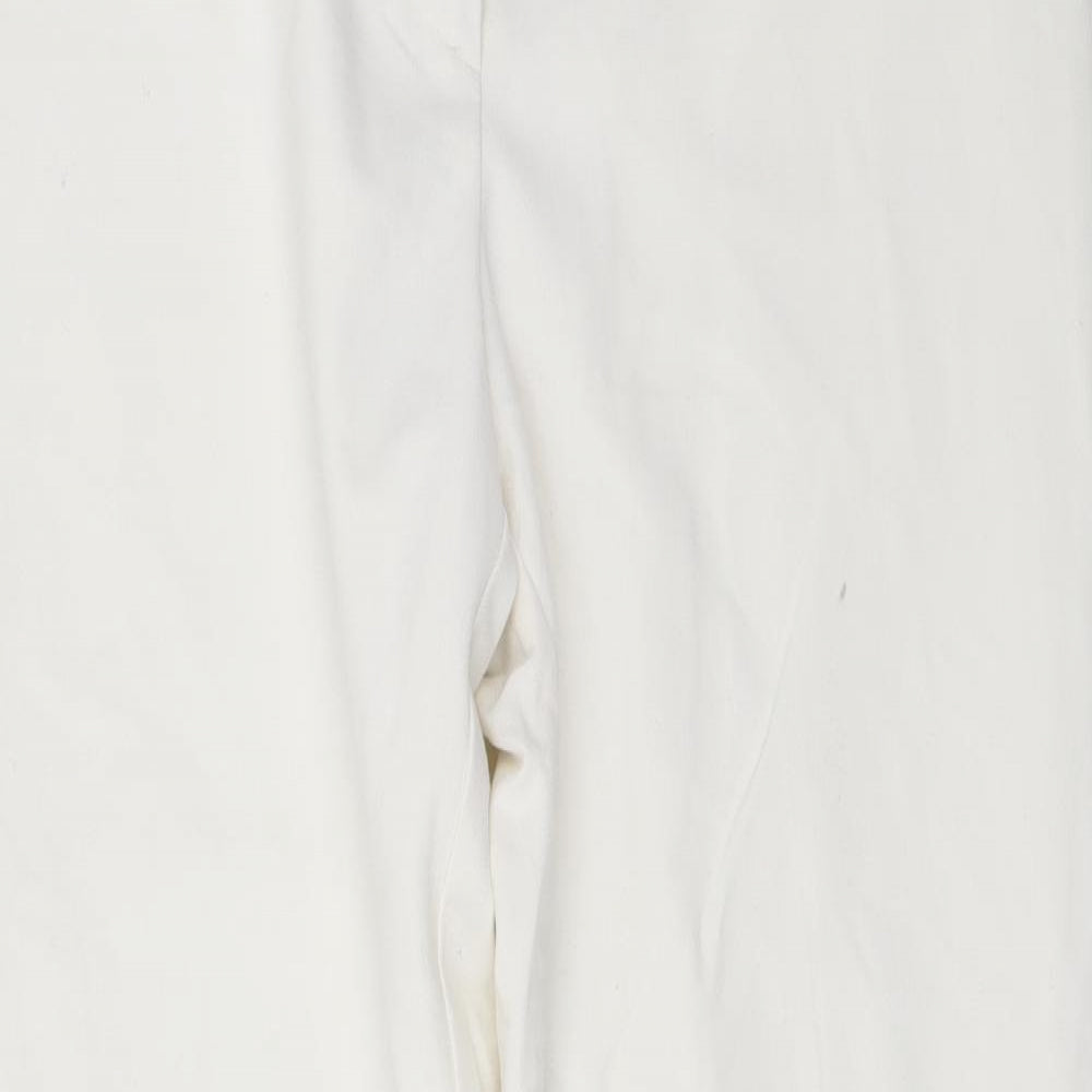 NEXT Womens Ivory Polyester Trousers Size 14 L30 in Regular Zip