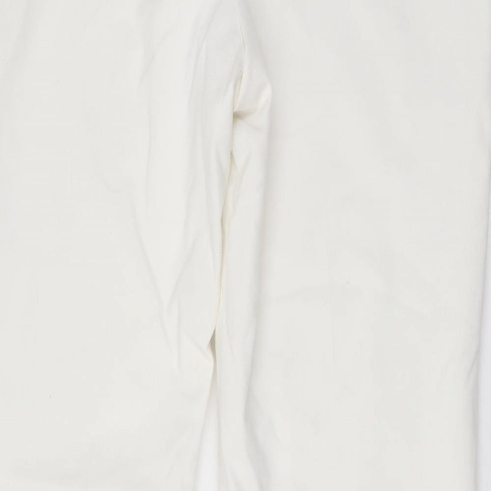 NEXT Womens Ivory Polyester Trousers Size 14 L30 in Regular Zip