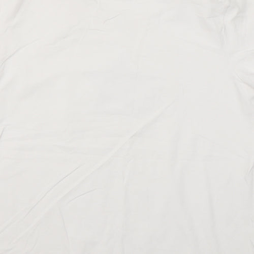 Ruth Langsford Womens White Cotton Basic T-Shirt Size L Scoop Neck - Beading