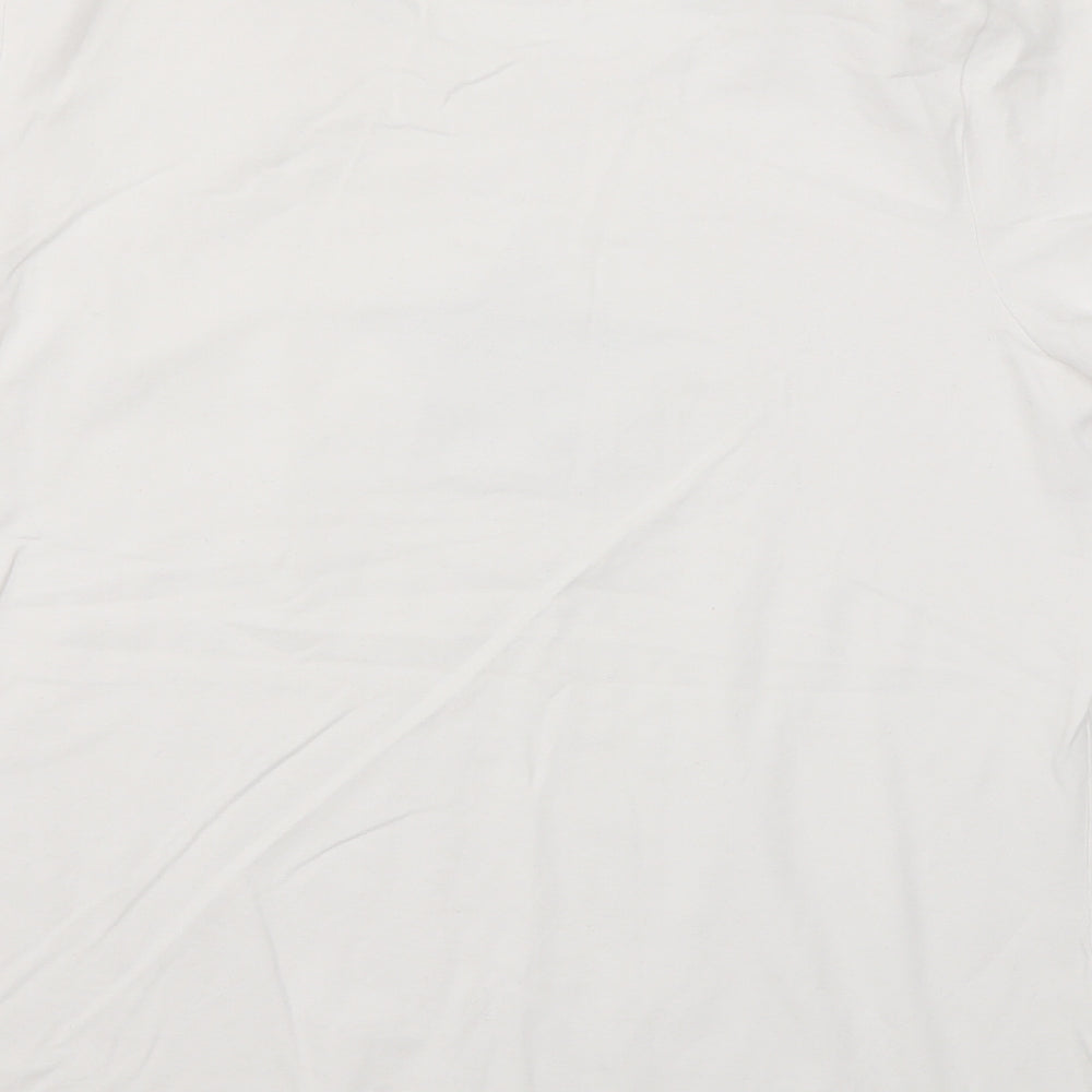 Ruth Langsford Womens White Cotton Basic T-Shirt Size L Scoop Neck - Beading