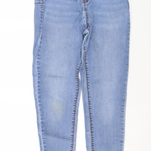 New Look Womens Blue Cotton Skinny Jeans Size 14 L27 in Regular Zip