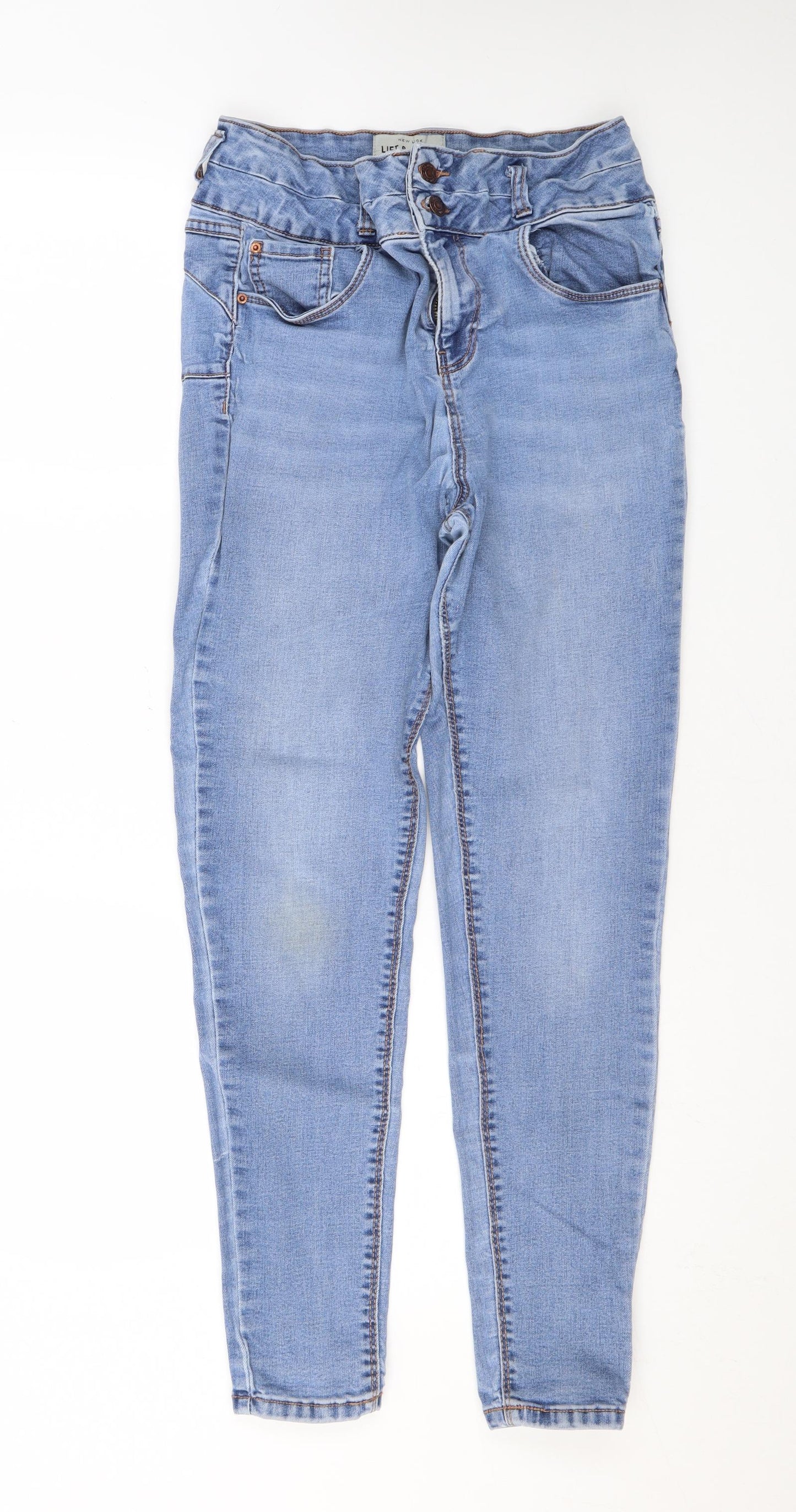 New Look Womens Blue Cotton Skinny Jeans Size 14 L27 in Regular Zip
