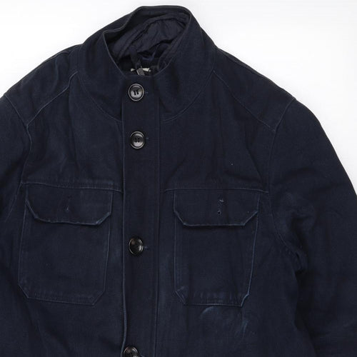 Racing Green Mens Blue Overcoat Coat Size M Zip