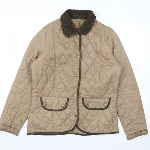 Barbour Womens Brown Quilted Coat Size 12 Snap
