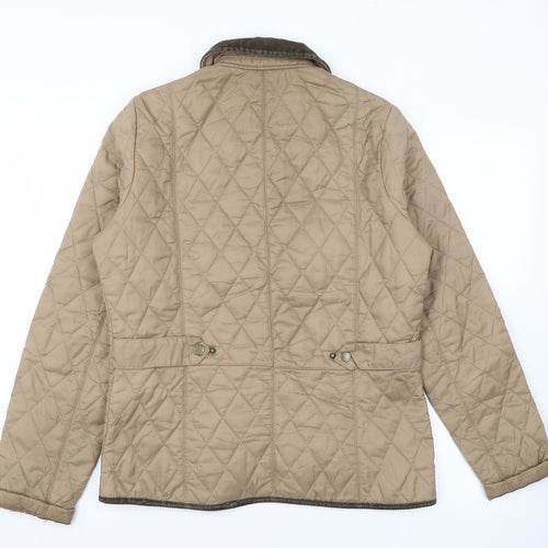 Barbour Womens Brown Quilted Coat Size 12 Snap