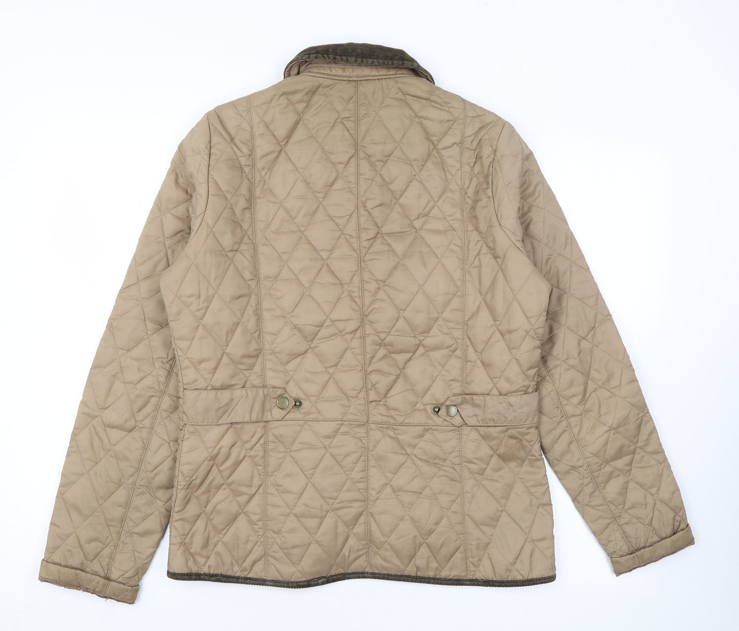 Barbour Womens Brown Quilted Coat Size 12 Snap
