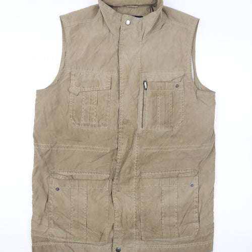 Gurteen Mens Beige Gilet Jacket Size 38 Zip