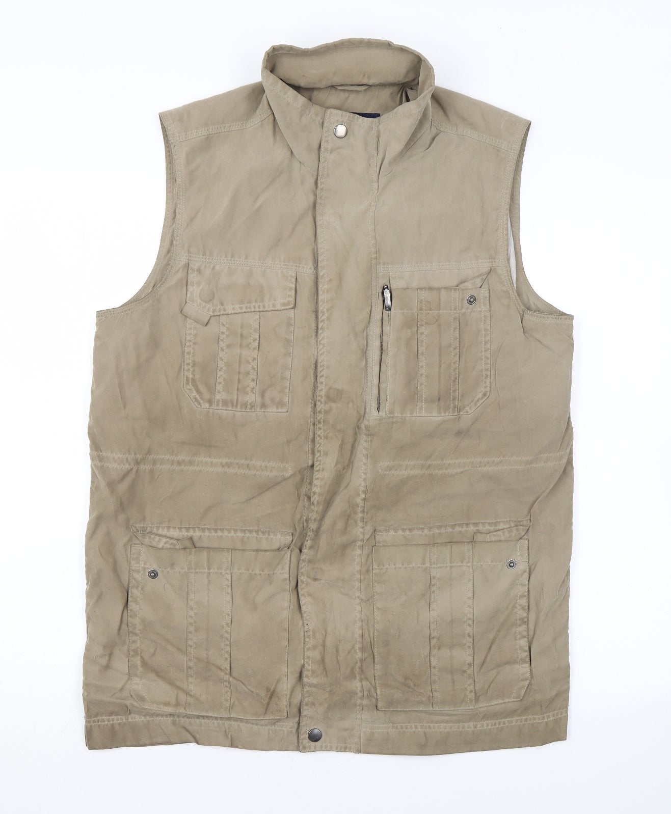 Gurteen Mens Beige Gilet Jacket Size 38 Zip