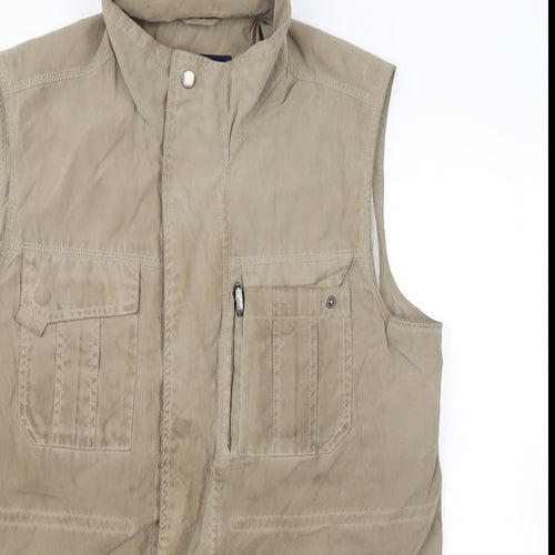 Gurteen Mens Beige Gilet Jacket Size 38 Zip