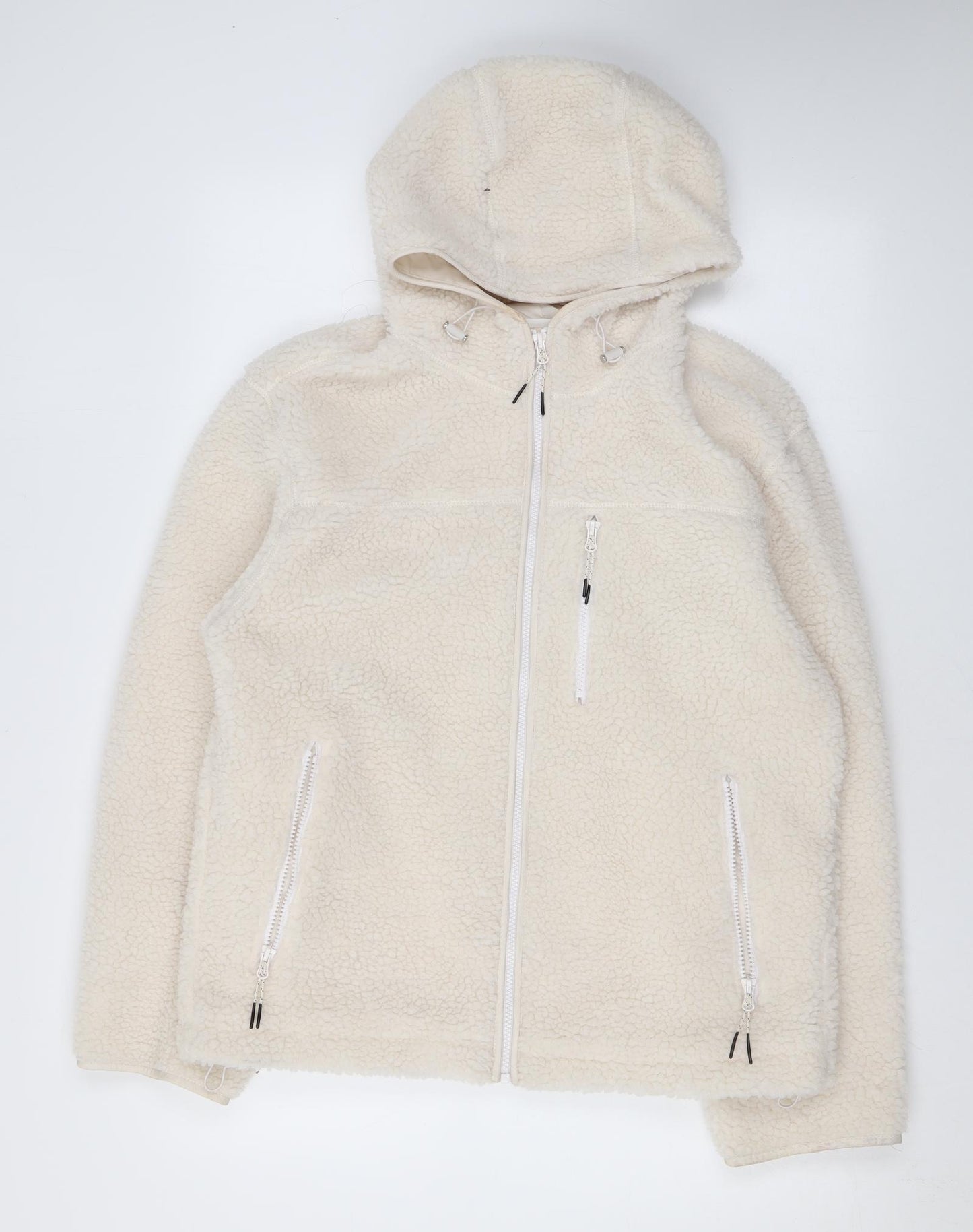 H&M Womens Ivory Jacket Size XS Zip - Sherpa