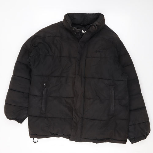 SCHOTT Mens Black Puffer Jacket Coat Size S Zip