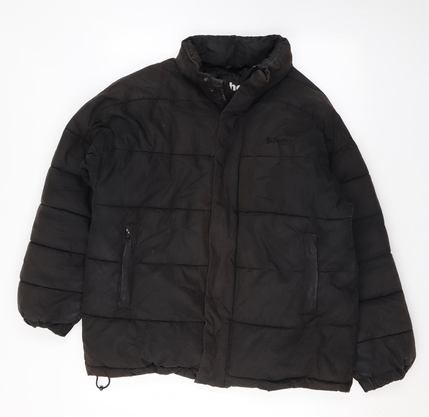 SCHOTT Mens Black Puffer Jacket Coat Size S Zip