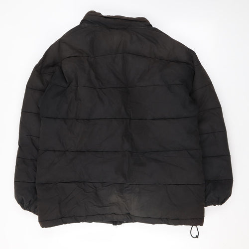 SCHOTT Mens Black Puffer Jacket Coat Size S Zip