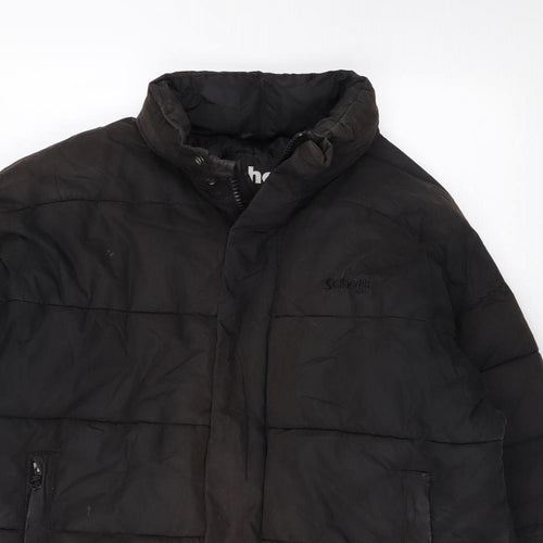SCHOTT Mens Black Puffer Jacket Coat Size S Zip