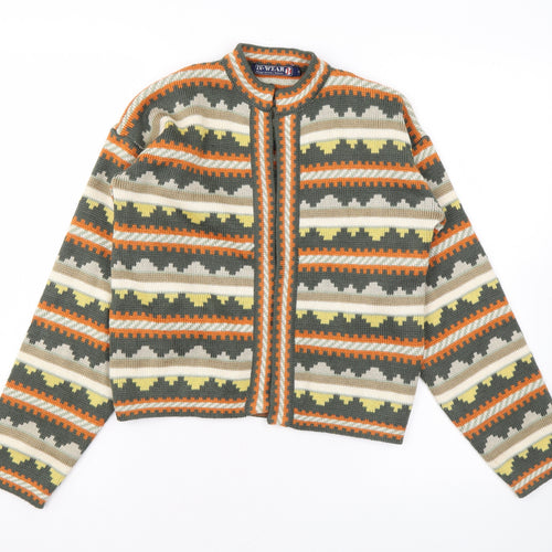 In Wear Womens Multicoloured V-Neck Geometric Acrylic Cardigan Jumper Size S
