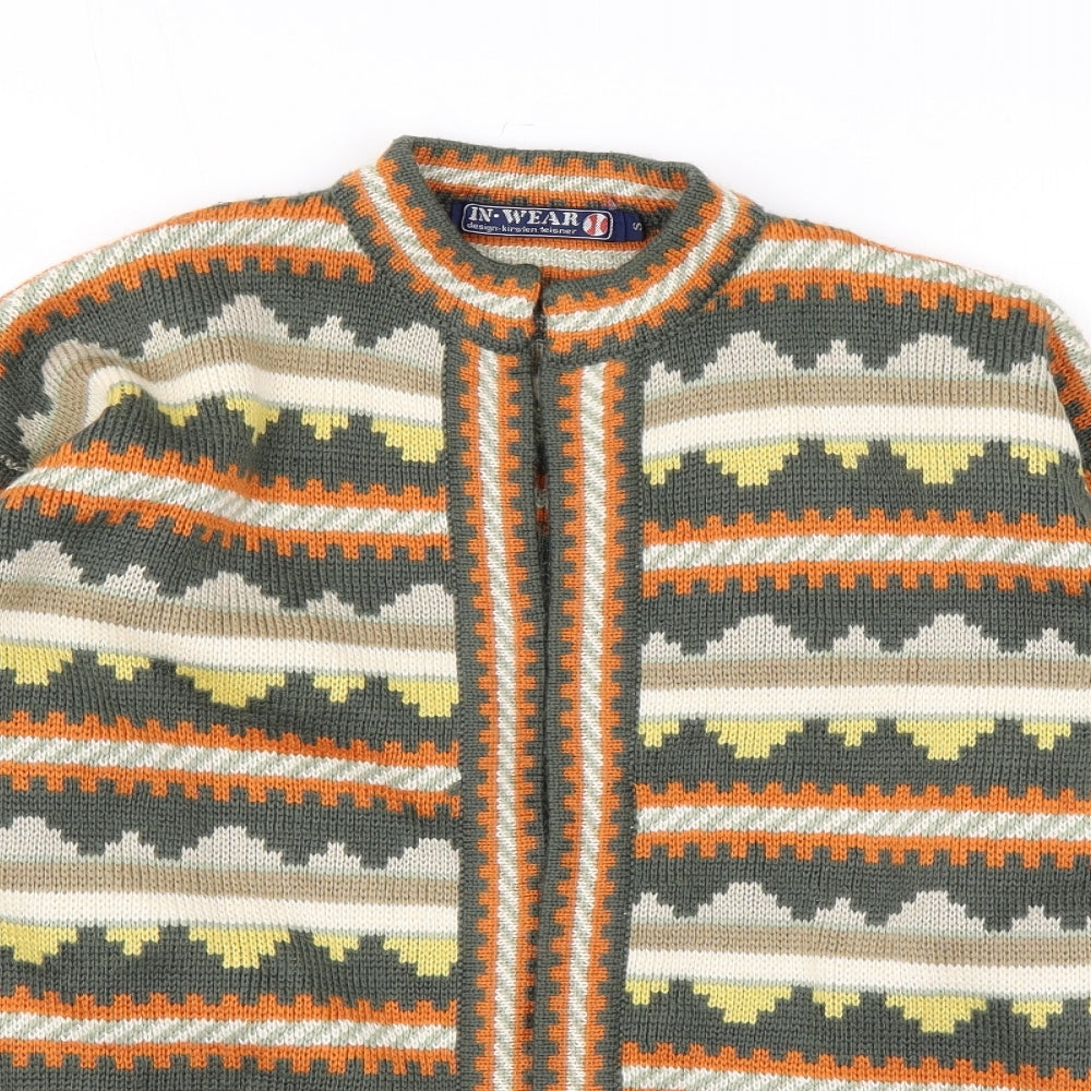 In Wear Womens Multicoloured V-Neck Geometric Acrylic Cardigan Jumper Size S