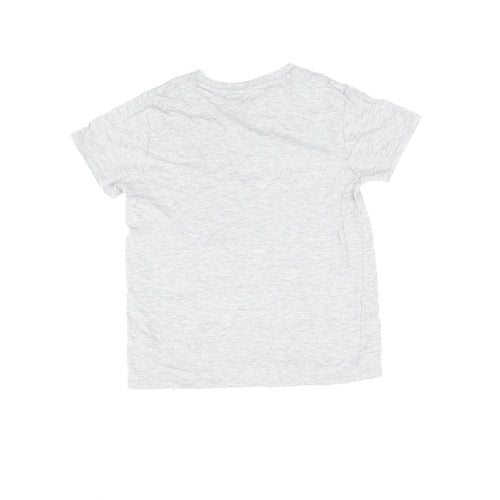 Marks and Spencer Boys Grey Cotton Basic T-Shirt Size 10-11 Years Round Neck Pullover