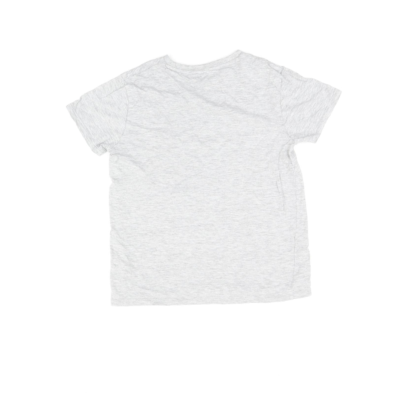 Marks and Spencer Boys Grey Cotton Basic T-Shirt Size 10-11 Years Round Neck Pullover