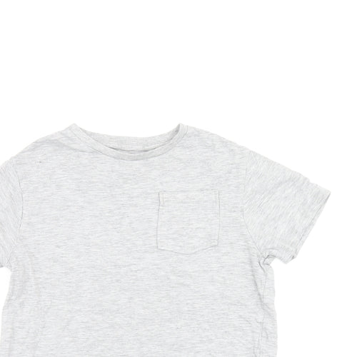 Marks and Spencer Boys Grey Cotton Basic T-Shirt Size 10-11 Years Round Neck Pullover