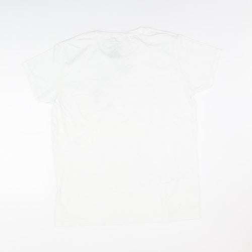 Kintsugi Womens White Polyester Basic T-Shirt Size 14 Round Neck
