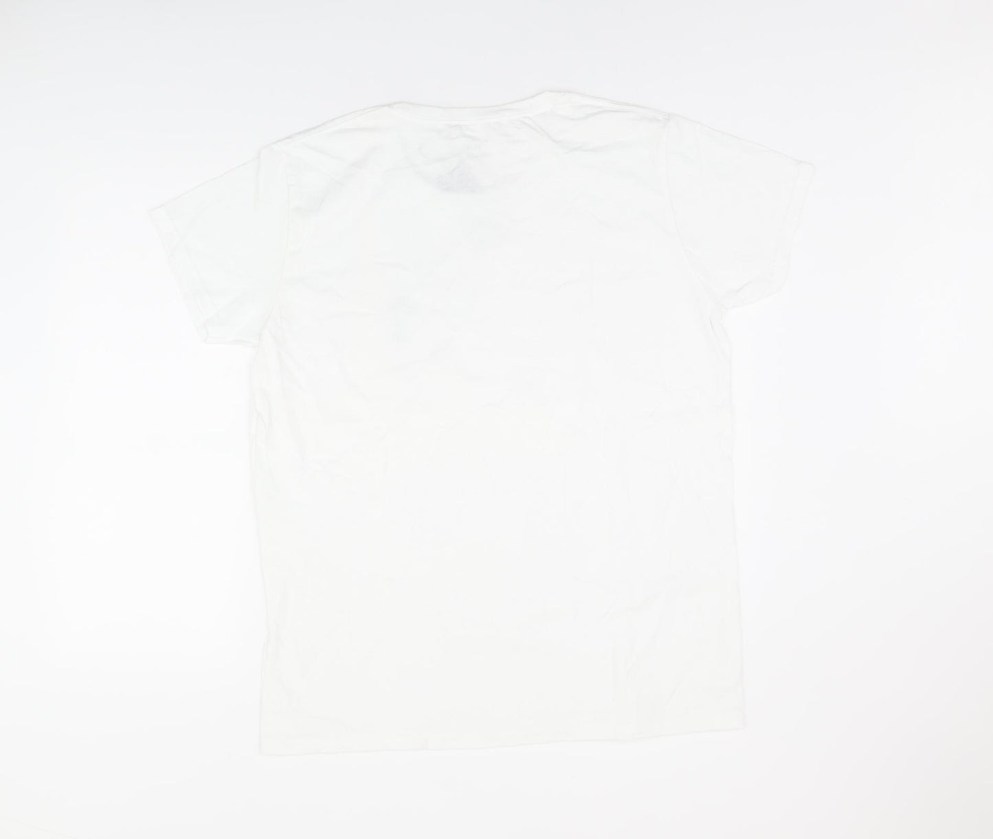 Kintsugi Womens White Polyester Basic T-Shirt Size 14 Round Neck