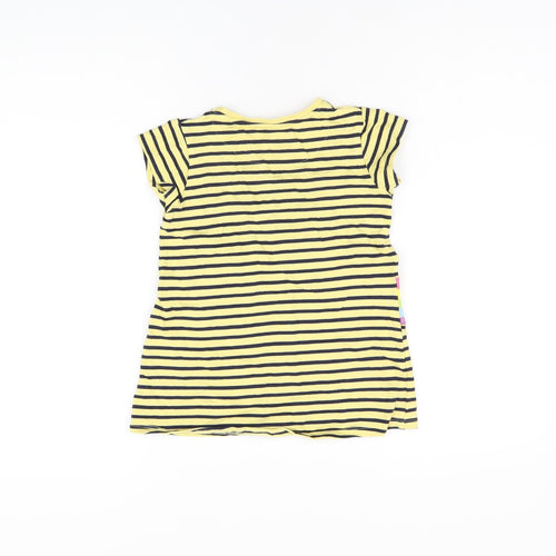 Peppa Pig Girls Yellow Striped Cotton Basic T-Shirt Size 2-3 Years Round Neck Pullover