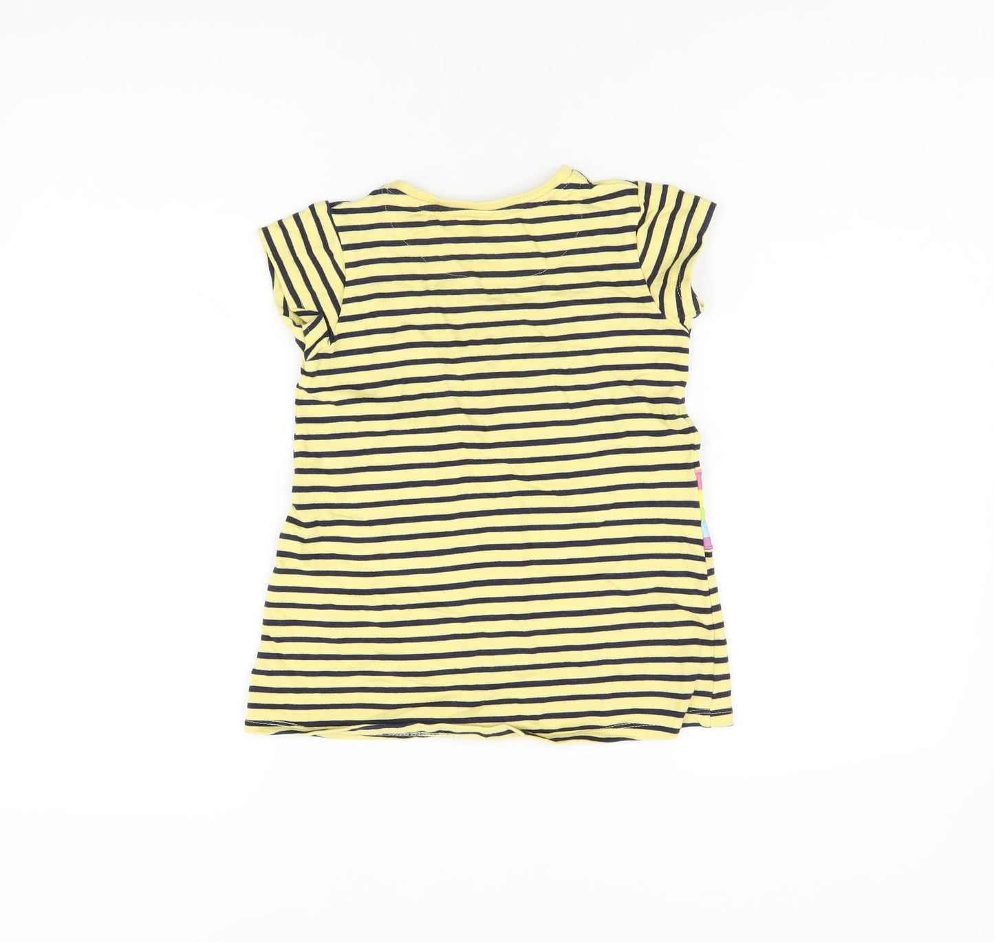 Peppa Pig Girls Yellow Striped Cotton Basic T-Shirt Size 2-3 Years Round Neck Pullover