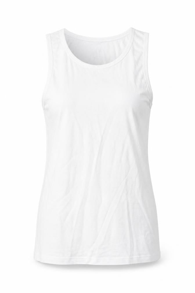 Front view of Marks & Spencer women’s white cotton basic tank, size L, scoop neck
