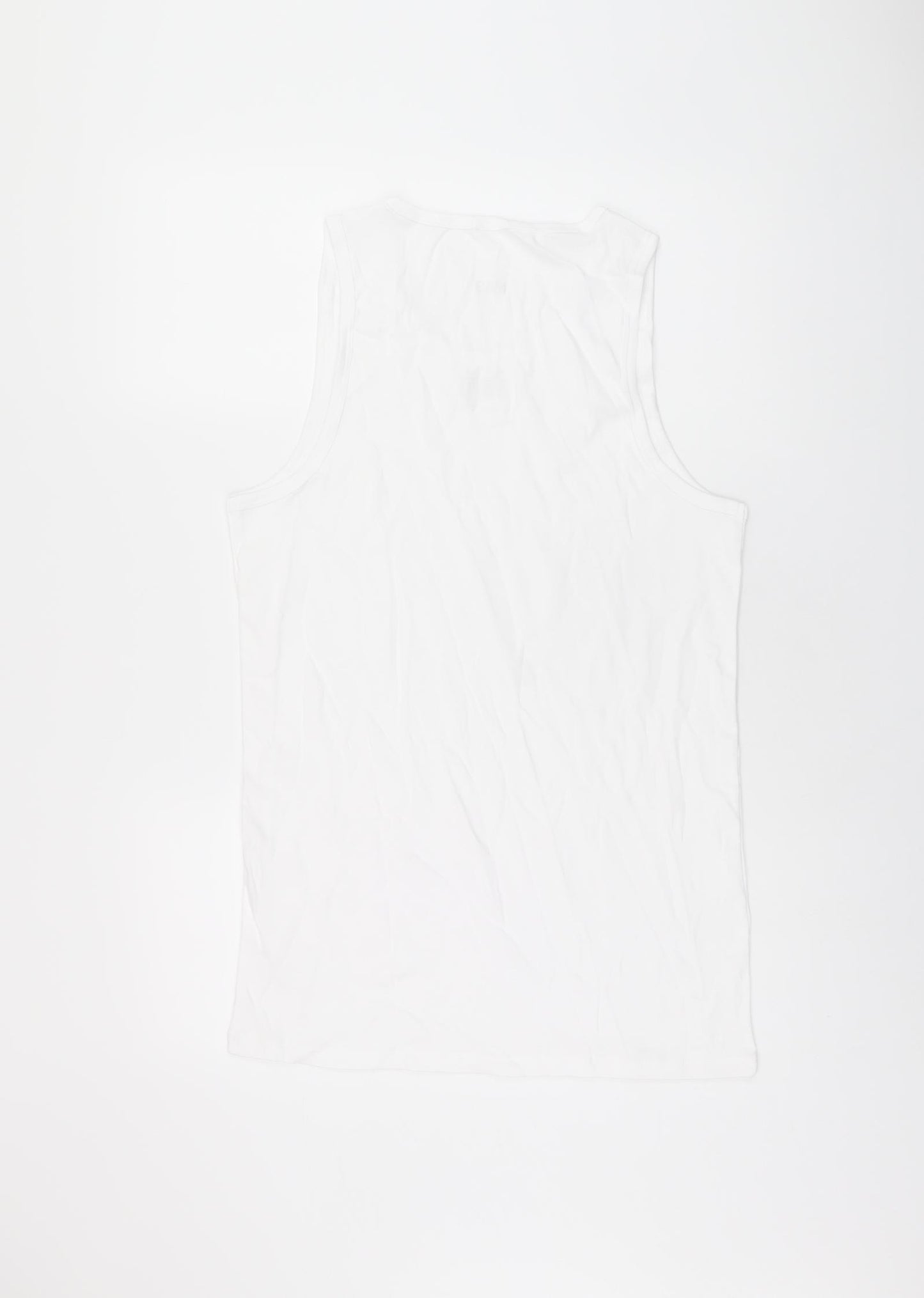 Marks and Spencer Womens White Cotton Basic Tank Size L Scoop Neck