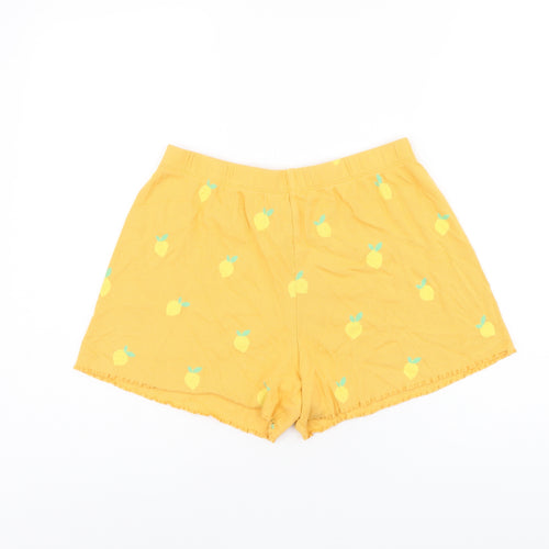 Marks and Spencer Girls Orange Geometric Cotton Sweat Shorts Size 13-14 Years Regular