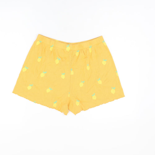 Marks and Spencer Girls Orange Geometric Cotton Sweat Shorts Size 13-14 Years Regular