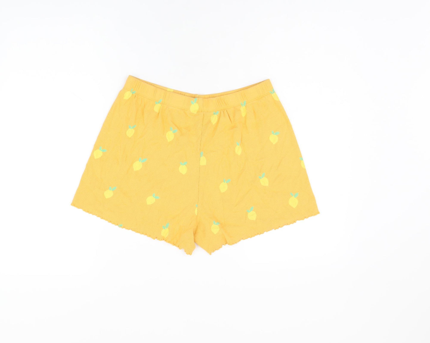 Marks and Spencer Girls Orange Geometric Cotton Sweat Shorts Size 13-14 Years Regular