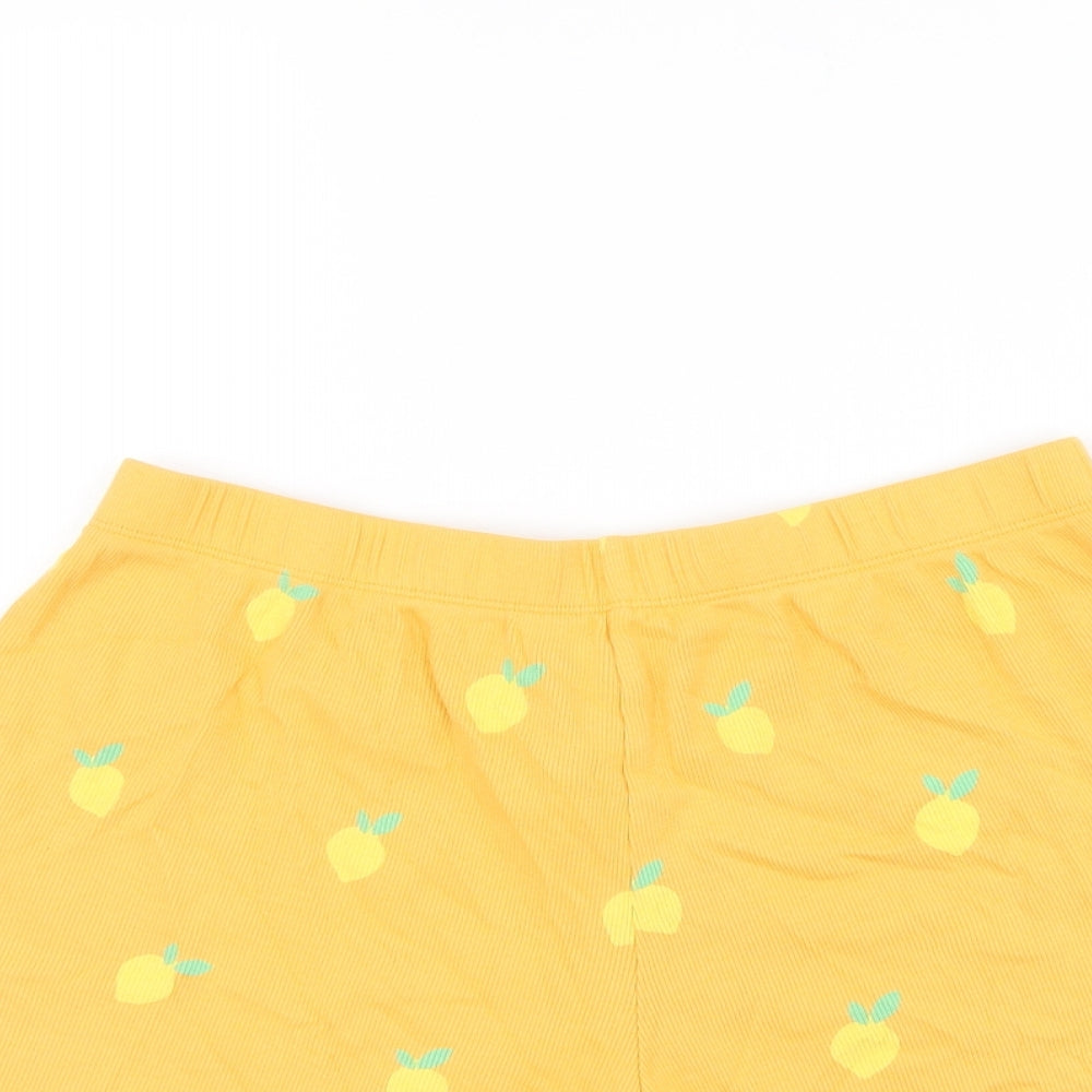 Marks and Spencer Girls Orange Geometric Cotton Sweat Shorts Size 13-14 Years Regular