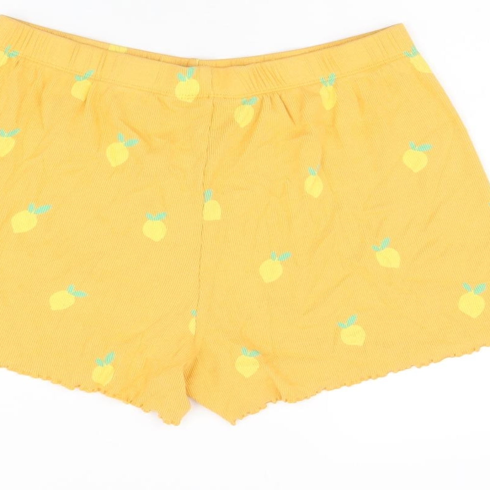 Marks and Spencer Girls Orange Geometric Cotton Sweat Shorts Size 13-14 Years Regular