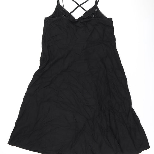 Marks and Spencer Womens Black Linen A-Line Size 18 V-Neck Zip