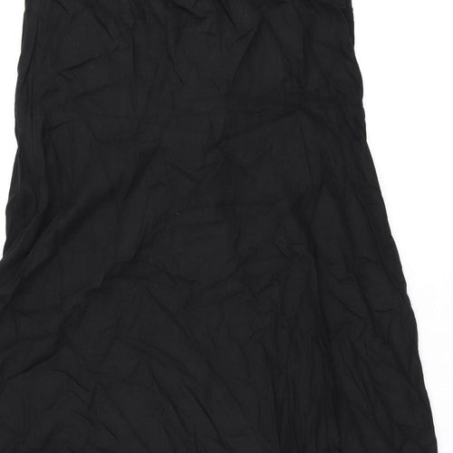 Marks and Spencer Womens Black Linen A-Line Size 18 V-Neck Zip