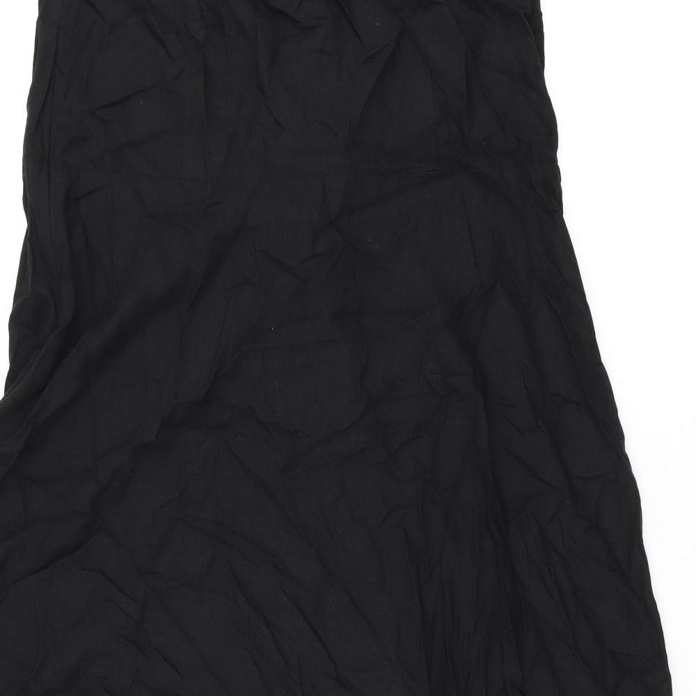 Marks and Spencer Womens Black Linen A-Line Size 18 V-Neck Zip
