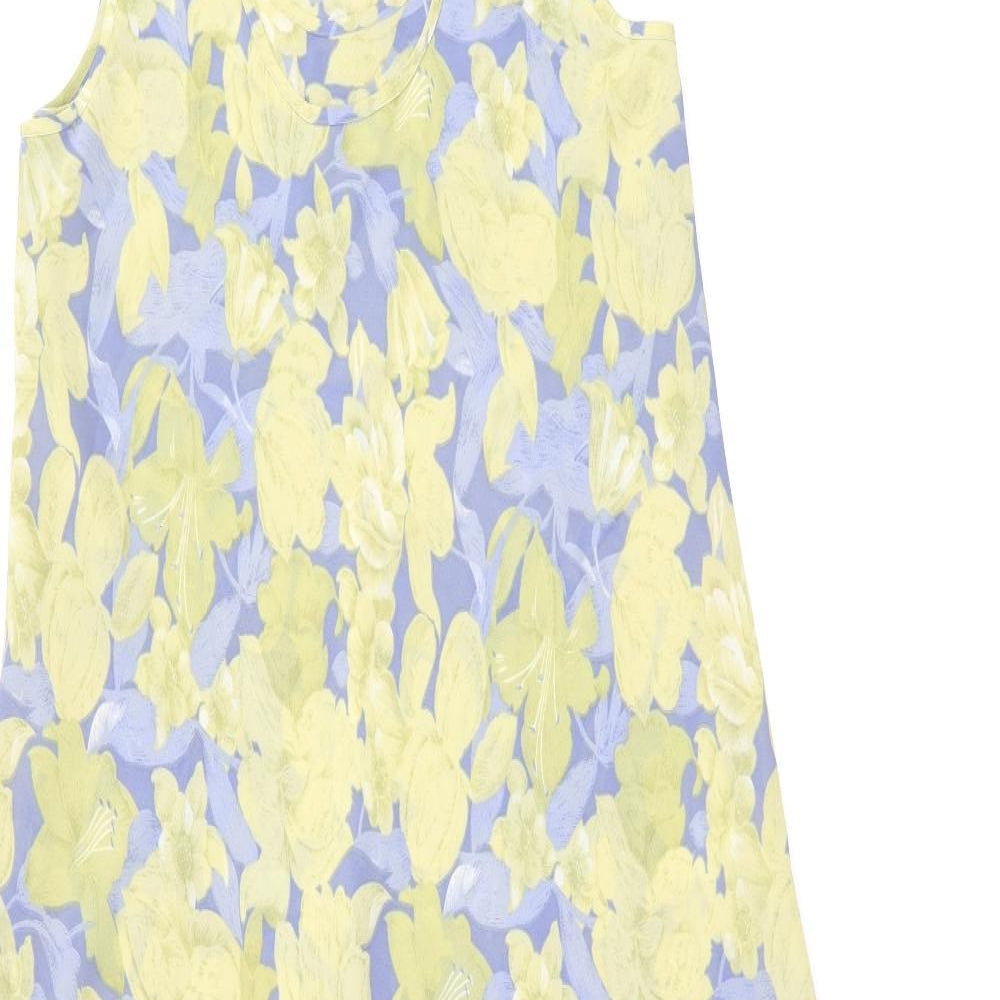 Kaleidoscope Womens Green Floral Polyester Shift Size 12 Scoop Neck Pullover - Split Hem