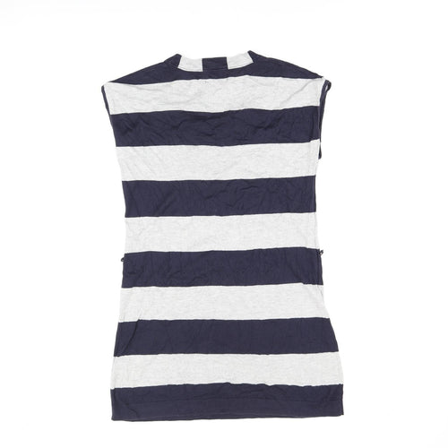 Autograph Womens Grey Striped Cotton Bodycon Size 14 Scoop Neck Pullover