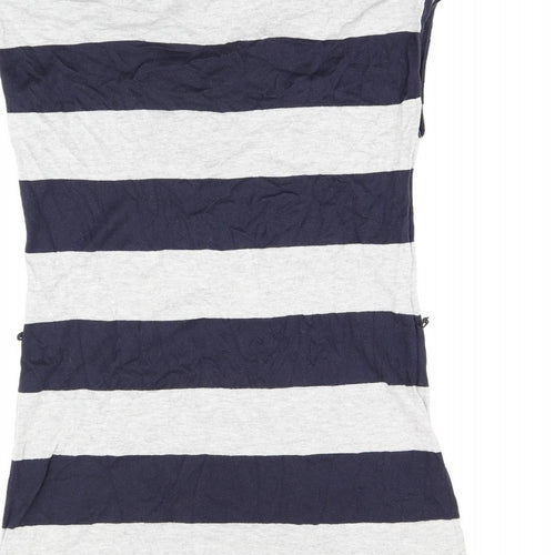 Autograph Womens Grey Striped Cotton Bodycon Size 14 Scoop Neck Pullover