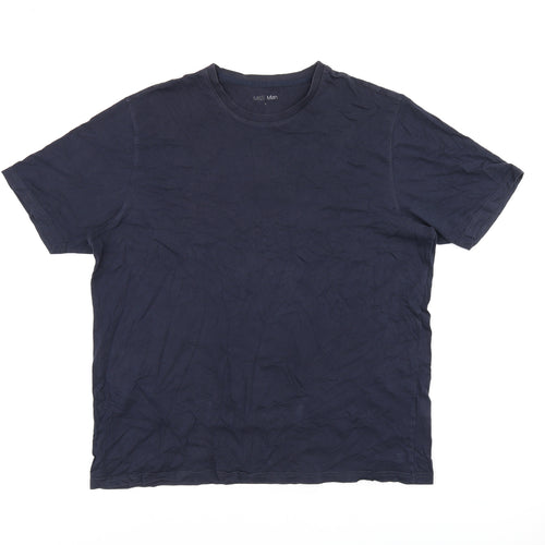 Marks and Spencer Mens Blue Cotton T-Shirt Size L Round Neck