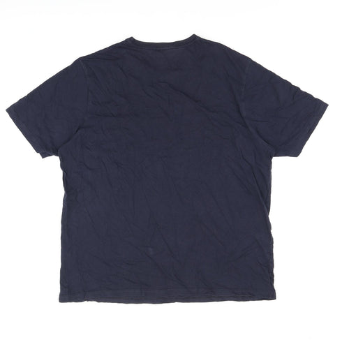 Marks and Spencer Mens Blue Cotton T-Shirt Size L Round Neck